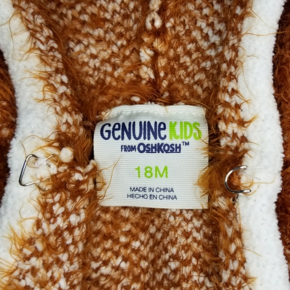 18M Fawn Deer Costume Layer Soft Bambi Cardigan Hoodie Jacket OshKosh Winter - Picture 5 of 7